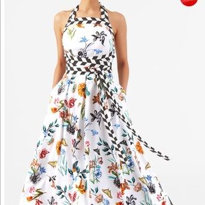 Butterfly Print Maxi Halter Dress